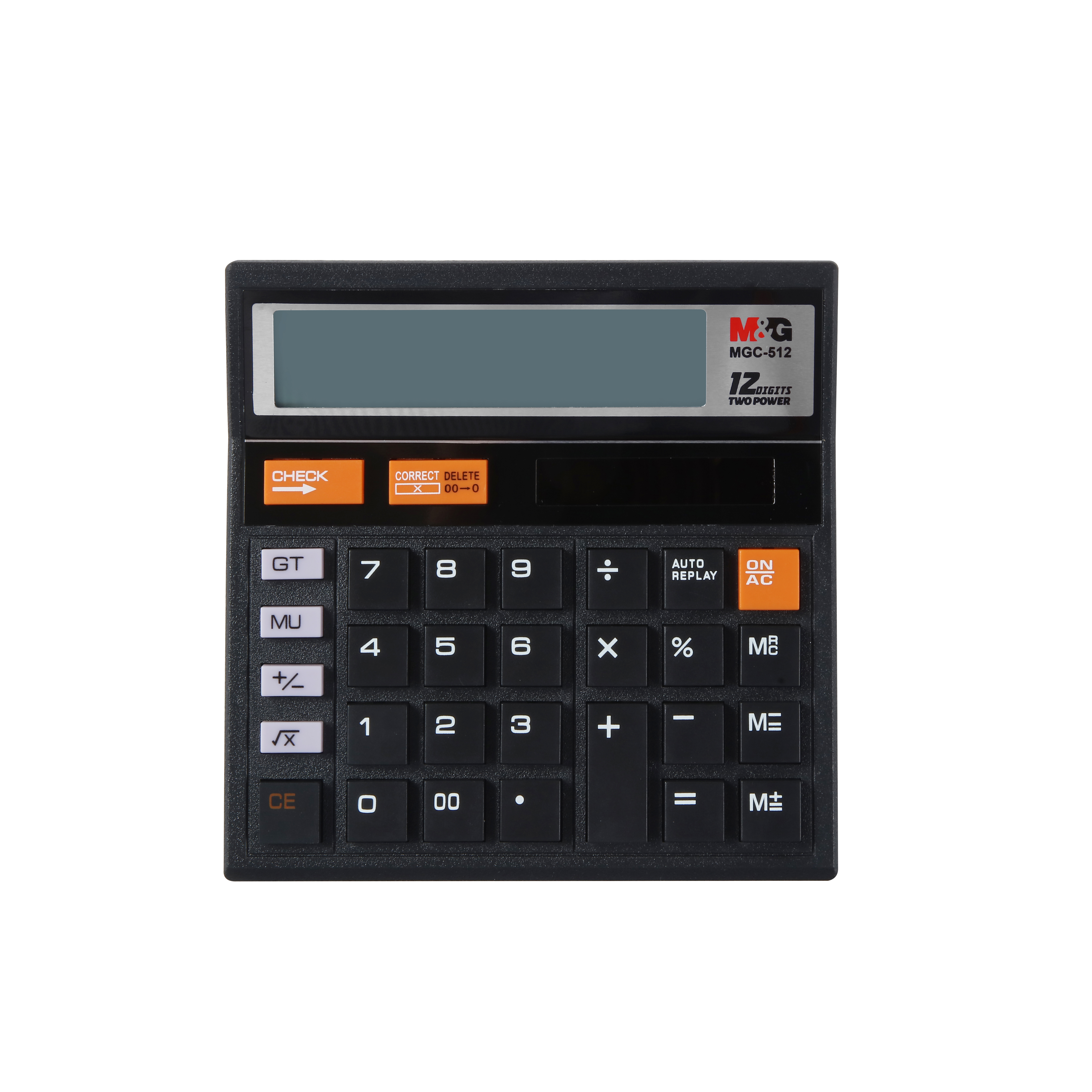M&G 12-Digit Desktop Calculator (MGC-512) Check & Correct Function - Dual Power Solar & Battery, Large Business Office Calculator.