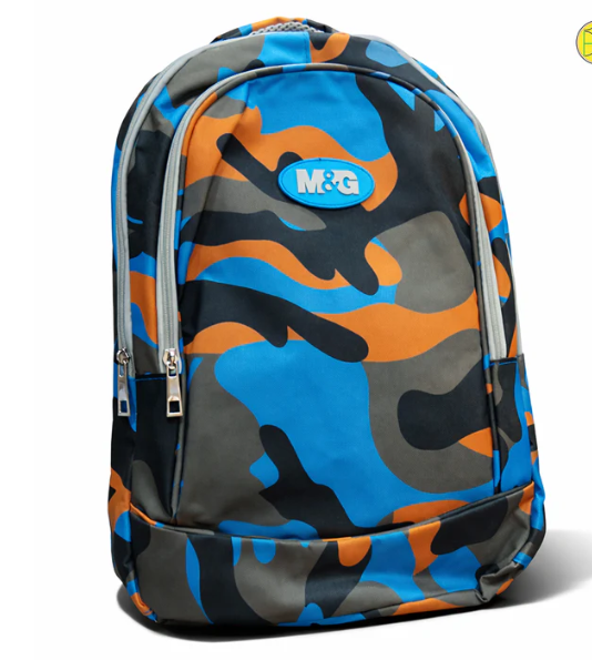M&G 16L Durable School Backpack – Orange Camouflage Student Bag with Multiple Compartments, Lightweight Waterproof Bookbag for Kids & Teens
