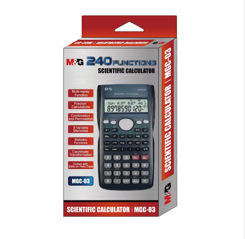 M&G 240 Functions (MGC-03) Scientific Calculator - Dual Power Solar & Battery, 12-Digit 2-Line Display for High School & College (ADG98767)