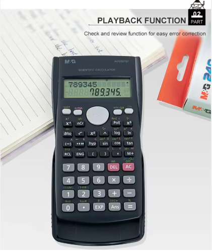M&G 240 Functions (MGC-03) Scientific Calculator - Dual Power Solar & Battery, 12-Digit 2-Line Display for High School & College (ADG98767)