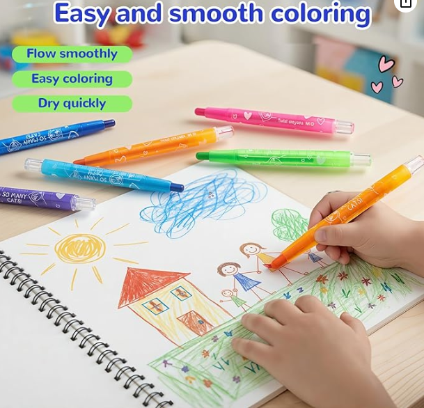 M&G "So Many Cats" 36 Color Twistable Crayons - Deluxe Retractable Wax Crayon Set in PVC Pouch - AGMX4338 Non-Toxic, Large Professional Palette for Kids, School Art & Coloring Books.