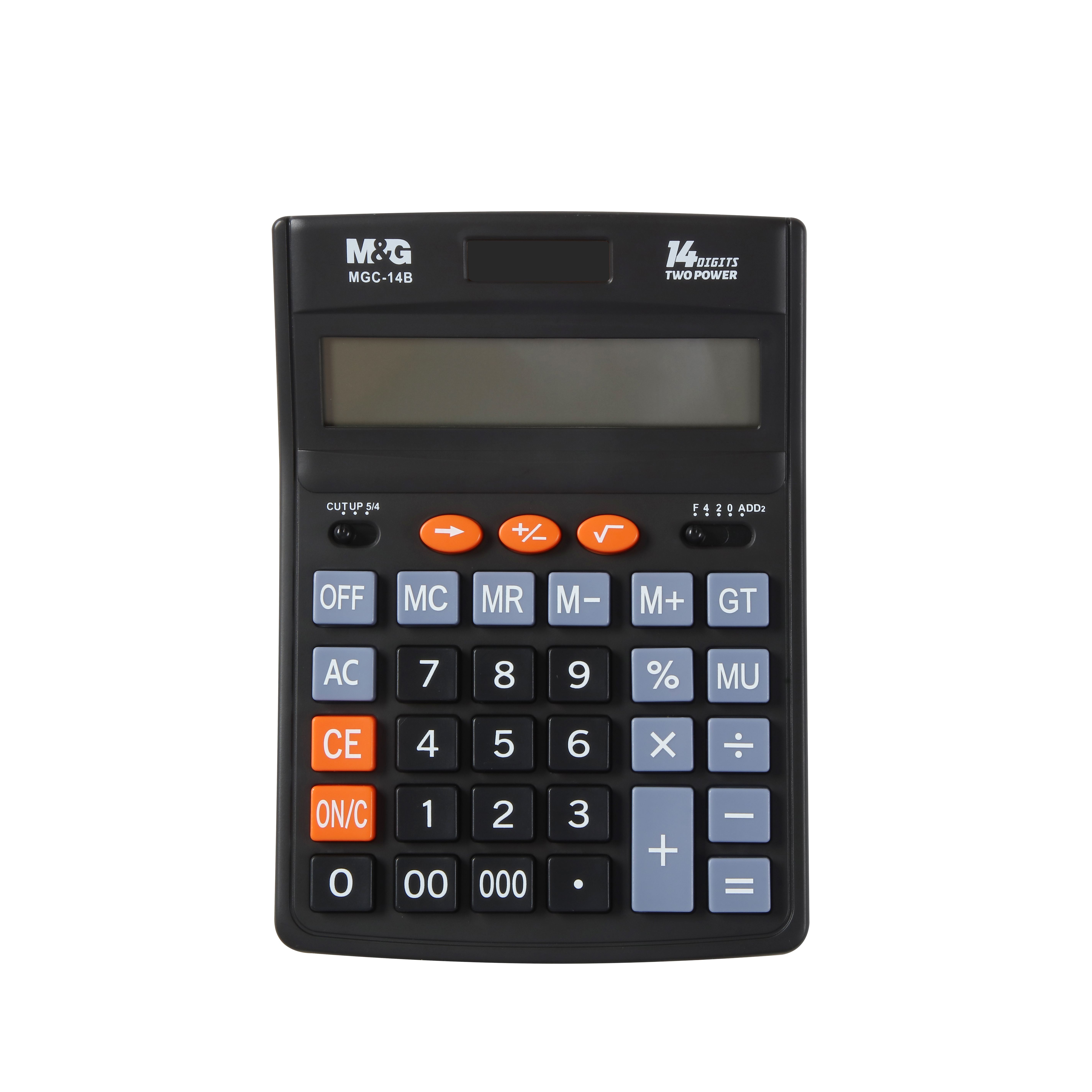 M&G 14-Digit Desktop Calculator (MGC-14B) - Large Jumbo Display, Dual Power Solar & Battery Office Calculator for Business & Accounting (ADG981J6).