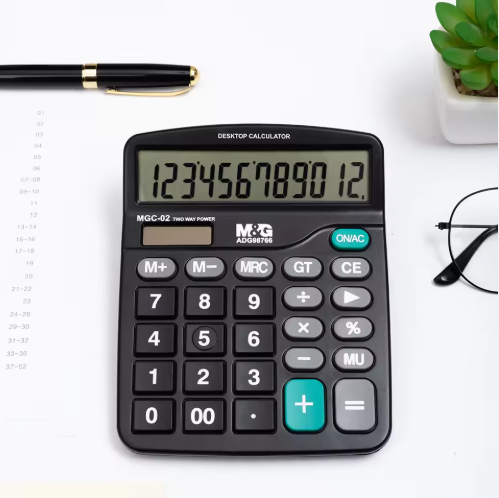 M&G Economic Desktop Calculator (MGC-02) - Dual Power Solar & Battery, Large Display for Home, Office & Retail (ADG98766)