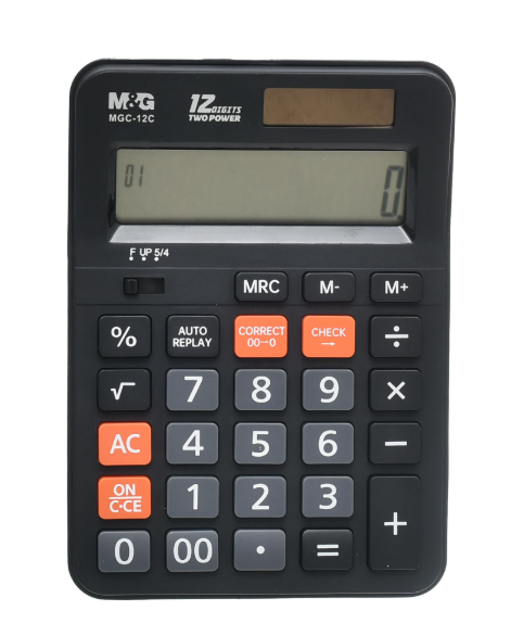 M&G 12-Digit Desktop Calculator - 112 Steps Check & Correct, Dual Power Solar & Battery Office Calculator for Accounting (ADG98759).