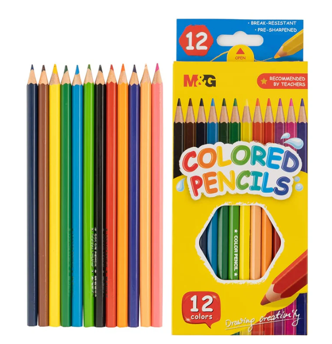 M&G Hexagon Colored Pencils - 12 Vibrant Colors (Set of 12) | Professional Art & School Supplies - AWP34365