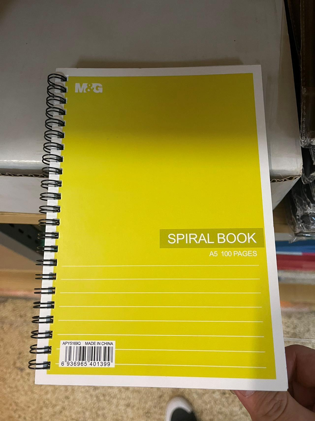 M&G A5 Spiral Bound Notebook (100 Pages Notebook), Premium Twin-Wire Journal for Students, Office Note-Taking & Professional Sketches  APY5169Q.