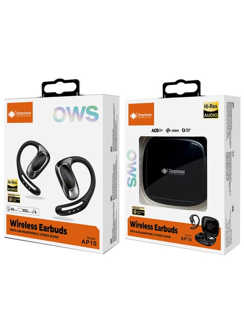 Deepbass OWS AP-10 Wireless Earpods – Bluetooth Stereo Open-Wear Earbuds, Clear Sound, Touch Control, Charging Case, Sports & Daily Use