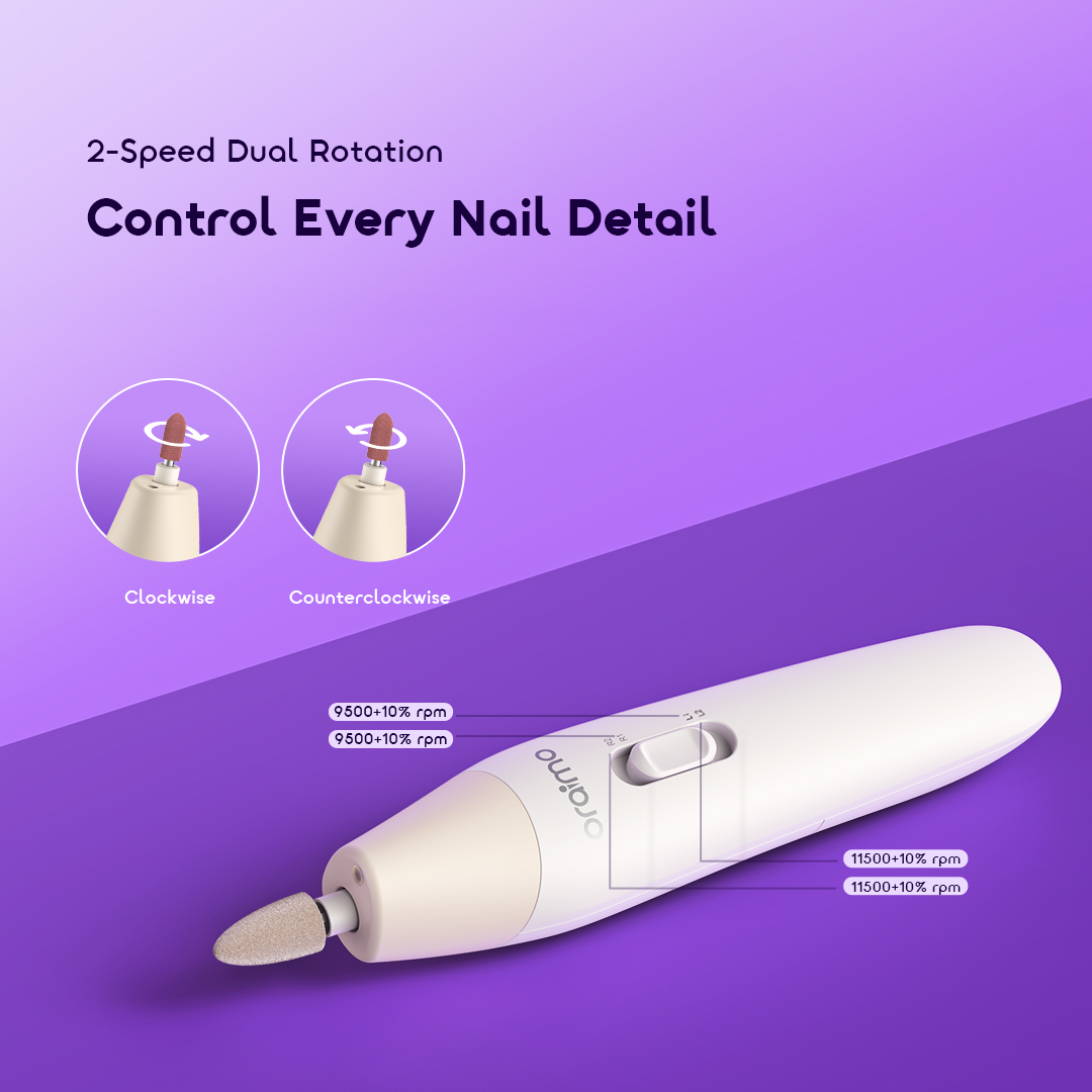 Oraimo Tipsy OMS-210N 6-in-1 Nail Drill – Electric Manicure & Pedicure Kit, Rechargeable Nail Care Tool, Custom Nail Grooming Set