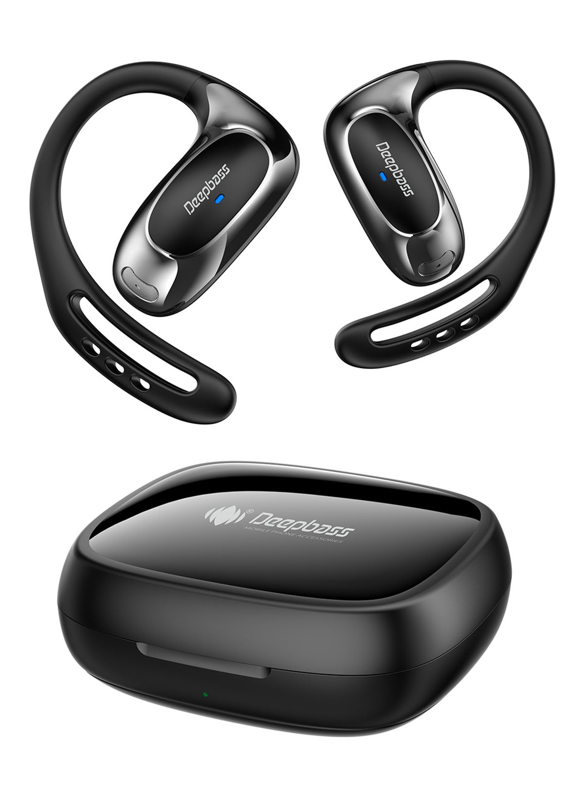 Deepbass OWS AP-10 Wireless Earpods – Bluetooth Stereo Open-Wear Earbuds, Clear Sound, Touch Control, Charging Case, Sports & Daily Use