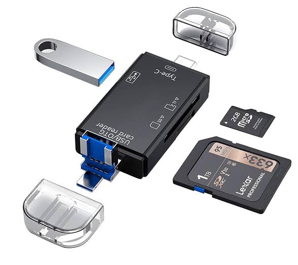 6-in-1 OTG Card Reader ATU-17 – USB + Micro USB + Type-C Multi-Function SD/TF Memory Card Adapter, High-Speed Data Transfer, Universal Compatibility