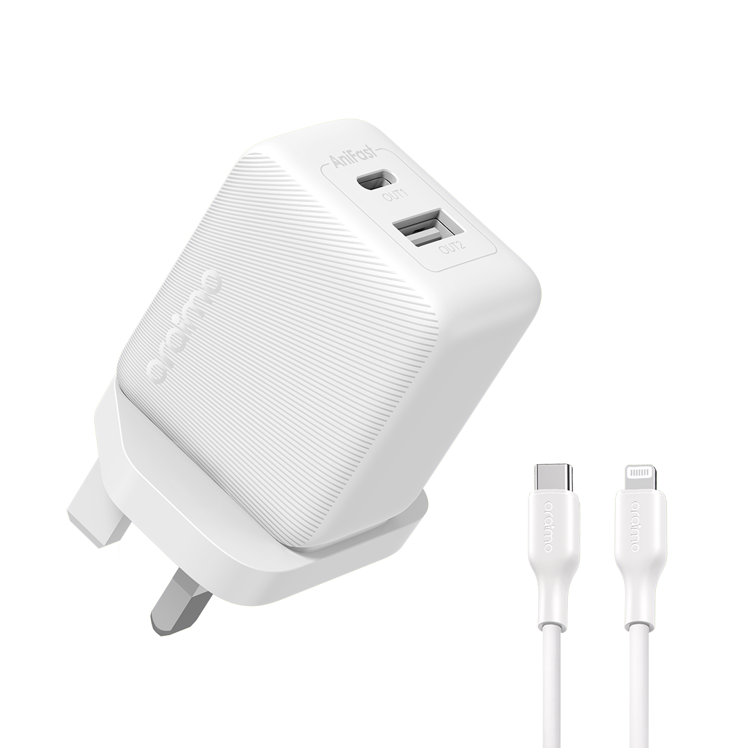 Oraimo PowerCube 201 OCW523U Dual Port 20W Rapid Charge Charger – Anifast Fast Charging Adapter, USB + Type-C Wall Charger