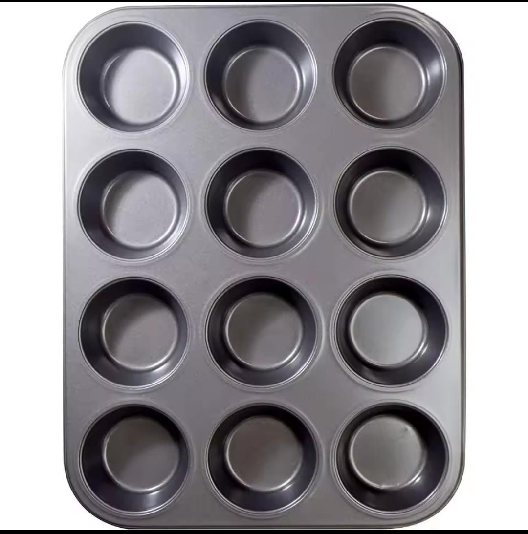 12-Hole Non-Stick Cupcake Tray – Metallic Muffin & Cupcake Baking Pan