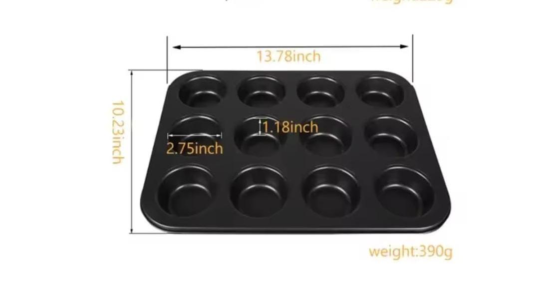 12-Hole Non-Stick Cupcake Tray – Metallic Muffin & Cupcake Baking Pan