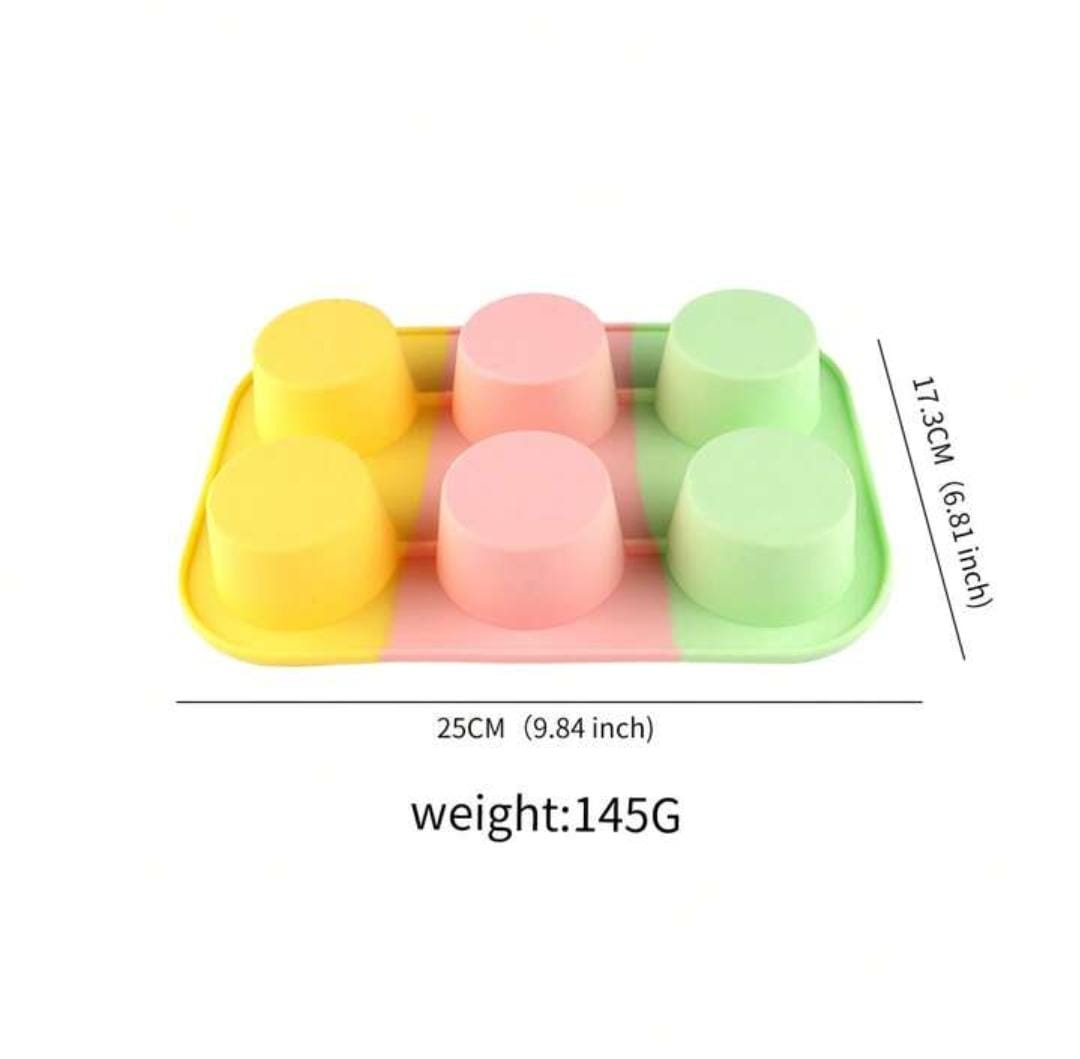 6-Hole Silicone Cupcake Tray – Non-Stick Reusable Muffin & Cupcake Baking Mold