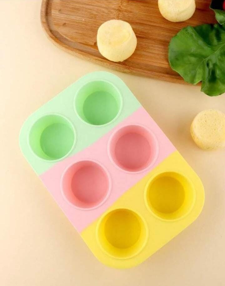 6-Hole Silicone Cupcake Tray – Non-Stick Reusable Muffin & Cupcake Baking Mold