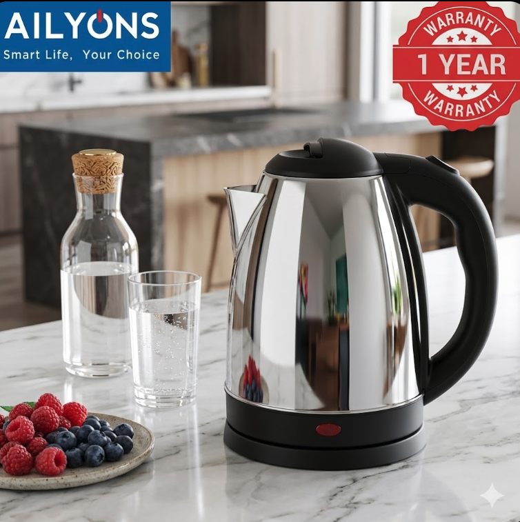 AILYONS 2.0L Stainless Steel Electric Kettle – Rapid Boil & Auto-Shutoff Crafted from premium food-grade stainless steel