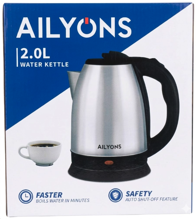 AILYONS 2.0L Stainless Steel Electric Kettle – Rapid Boil & Auto-Shutoff Crafted from premium food-grade stainless steel