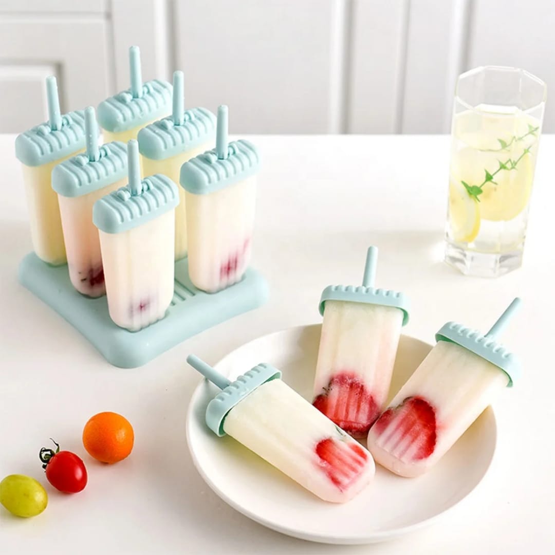 NEW ARRIVAL – 6 SLOTS ICE POPSICLE MOLD ✨MAKE HEALTHY & REFRESHING HOMEMADE TREATS Reusable 6-Slot Popsicle Maker Designed for Fresh Juice, Smoothies, Yogurt & Frozen Desserts – Food