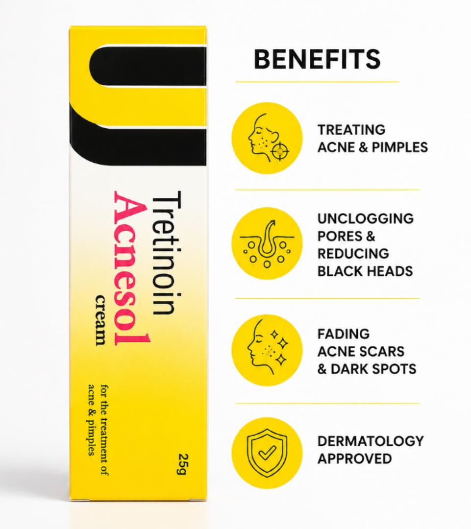 Acne Treatment Cream Tretinoin Acnesol Cream for Pimples, Acne Scars, Blackheads & Dark Spots 25g