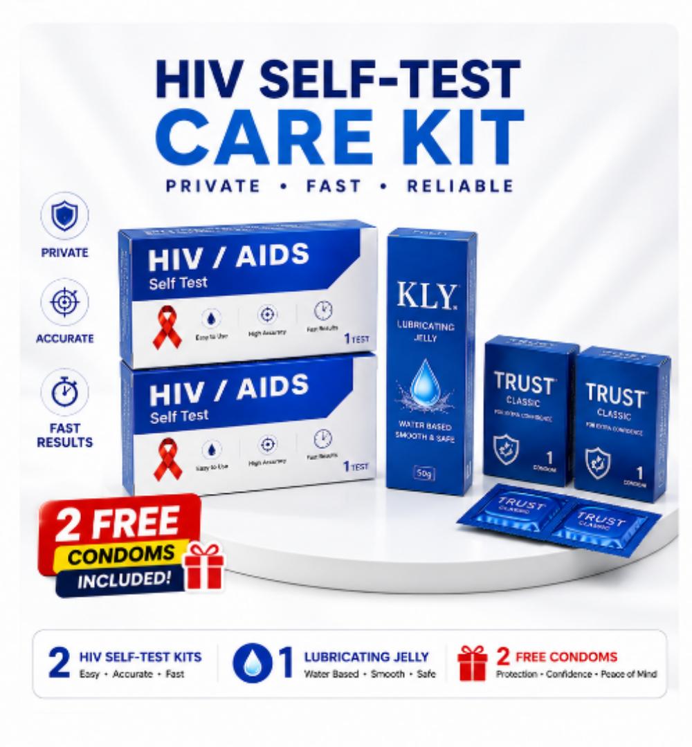 Couples HIV Self-Test Safety Kit 2 Rapid HIV Test Kits with Lubricating Jelly & 2 Free Condoms Private Home Care Set