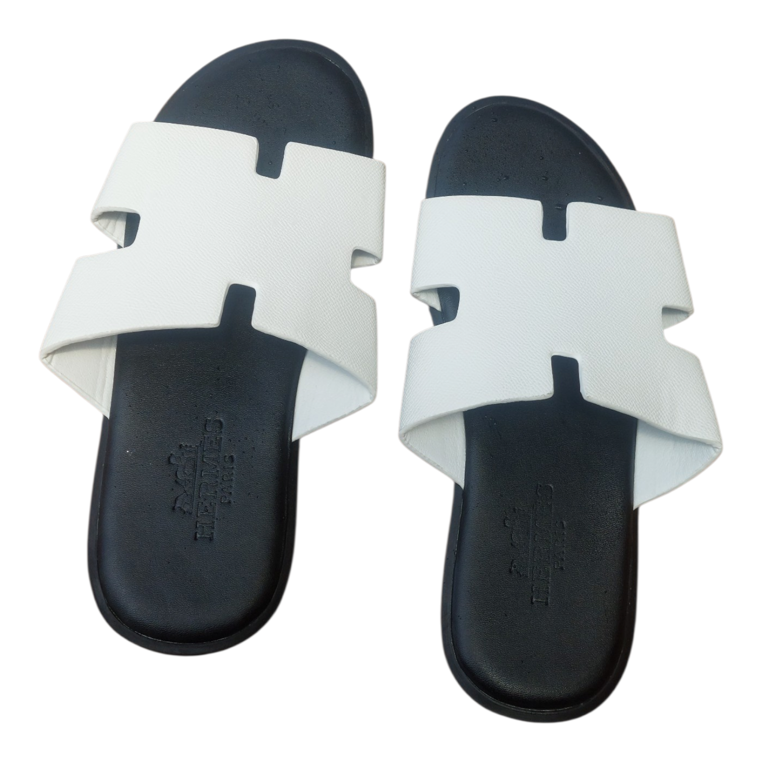 Premium :Hermes Izmir Men's leather Sandals _Iconic "H" Cut _Out Designer Slides,Classy .