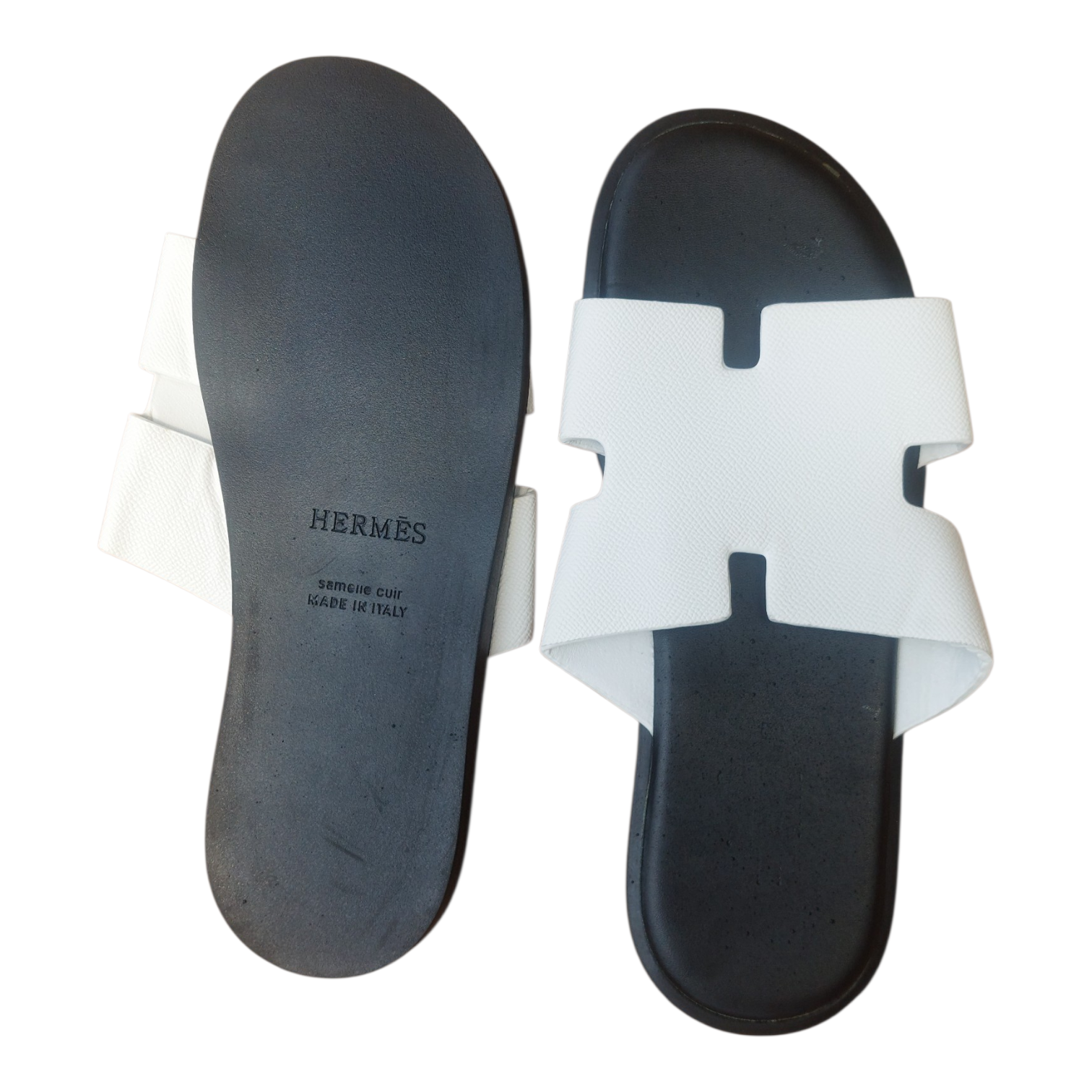 Premium :Hermes Izmir Men's leather Sandals _Iconic "H" Cut _Out Designer Slides,Classy .