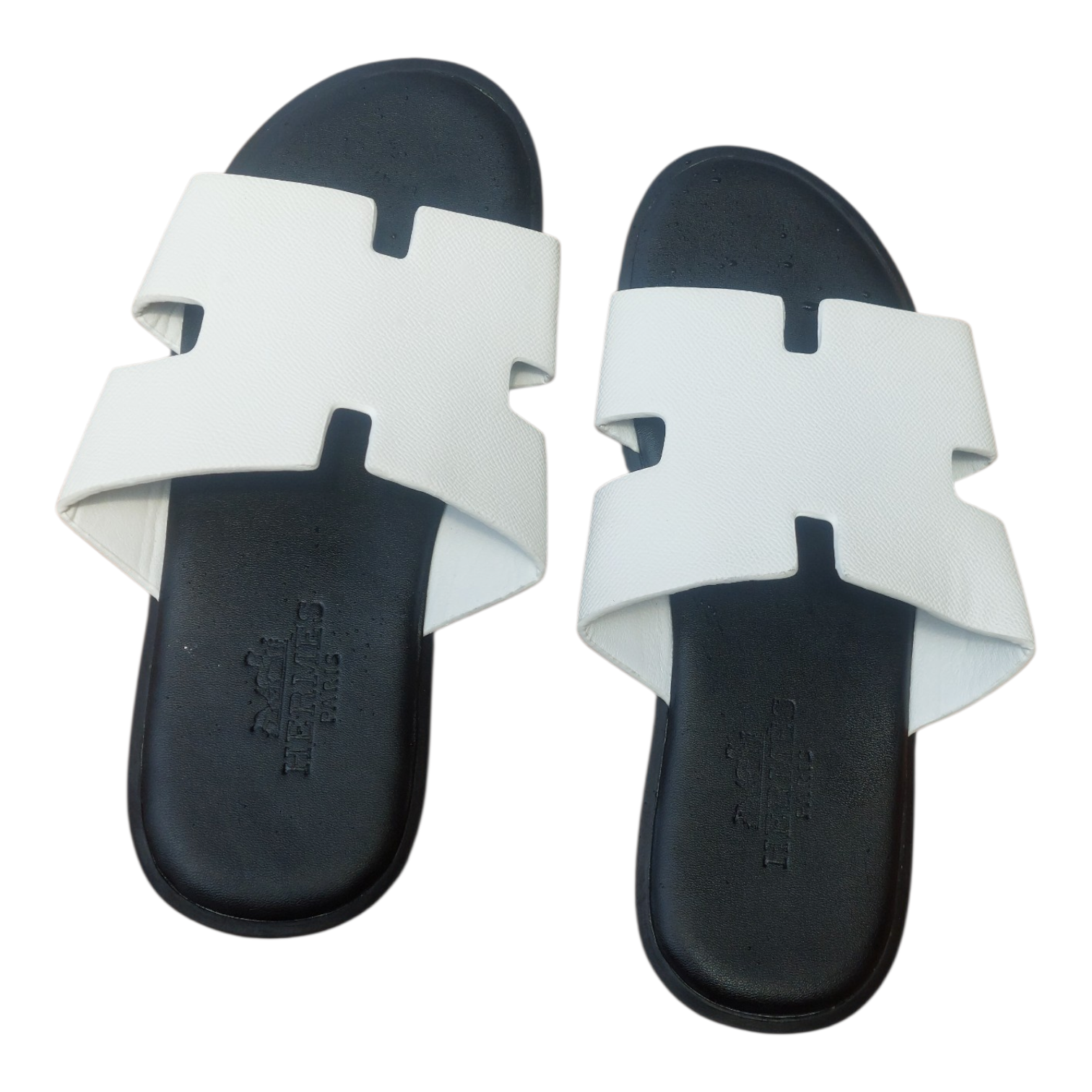 Premium :Hermes Izmir Men's leather Sandals _Iconic "H" Cut _Out Designer Slides,Classy .