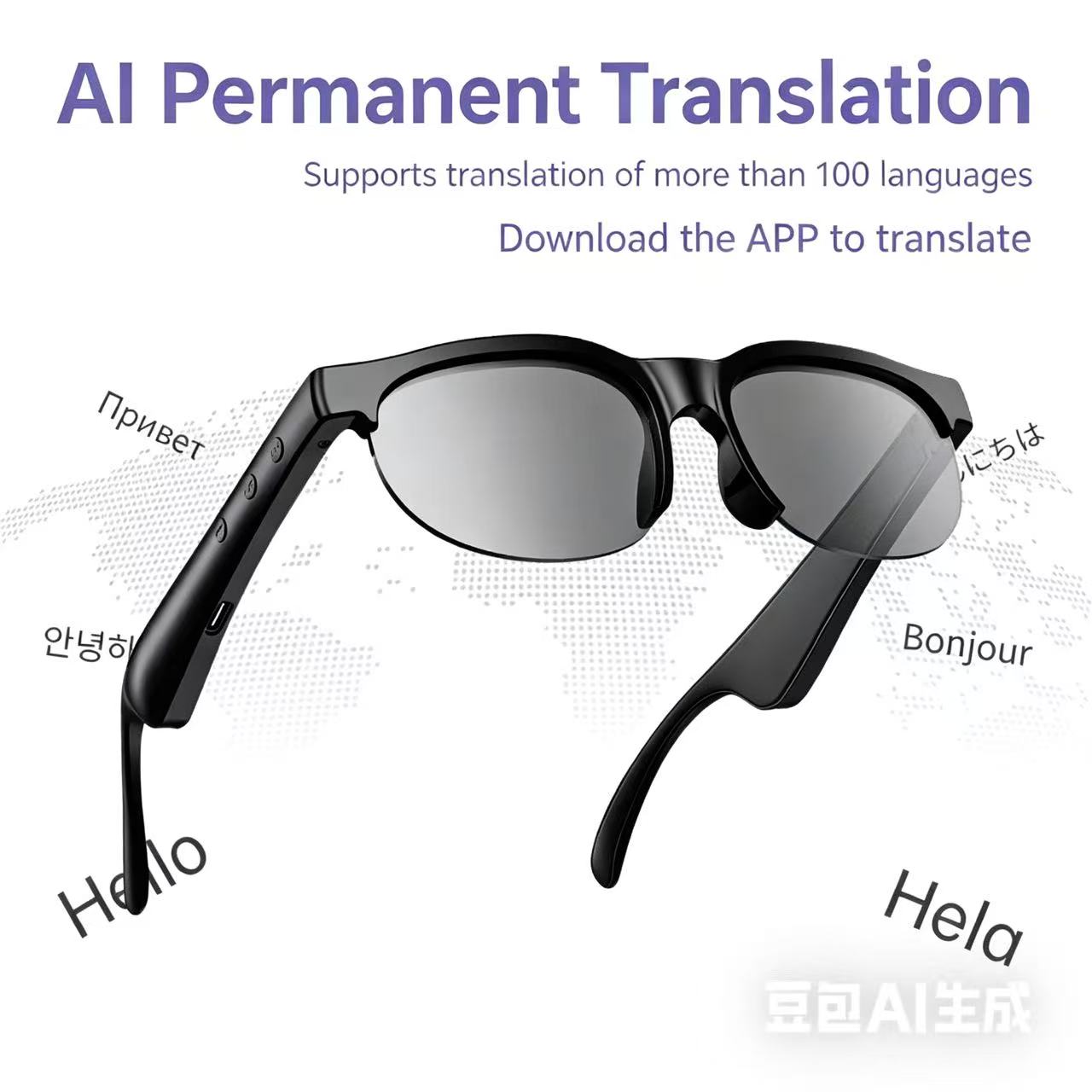 Smart Glasses Wireless Bluetooth 5.3 YooType Calling Music Playback Voice Assistant Built-in Mic Open Ear Speakers IPX4 Waterproof Sunglasses Comfortable Secure Fit for Men Women iOS Android Black