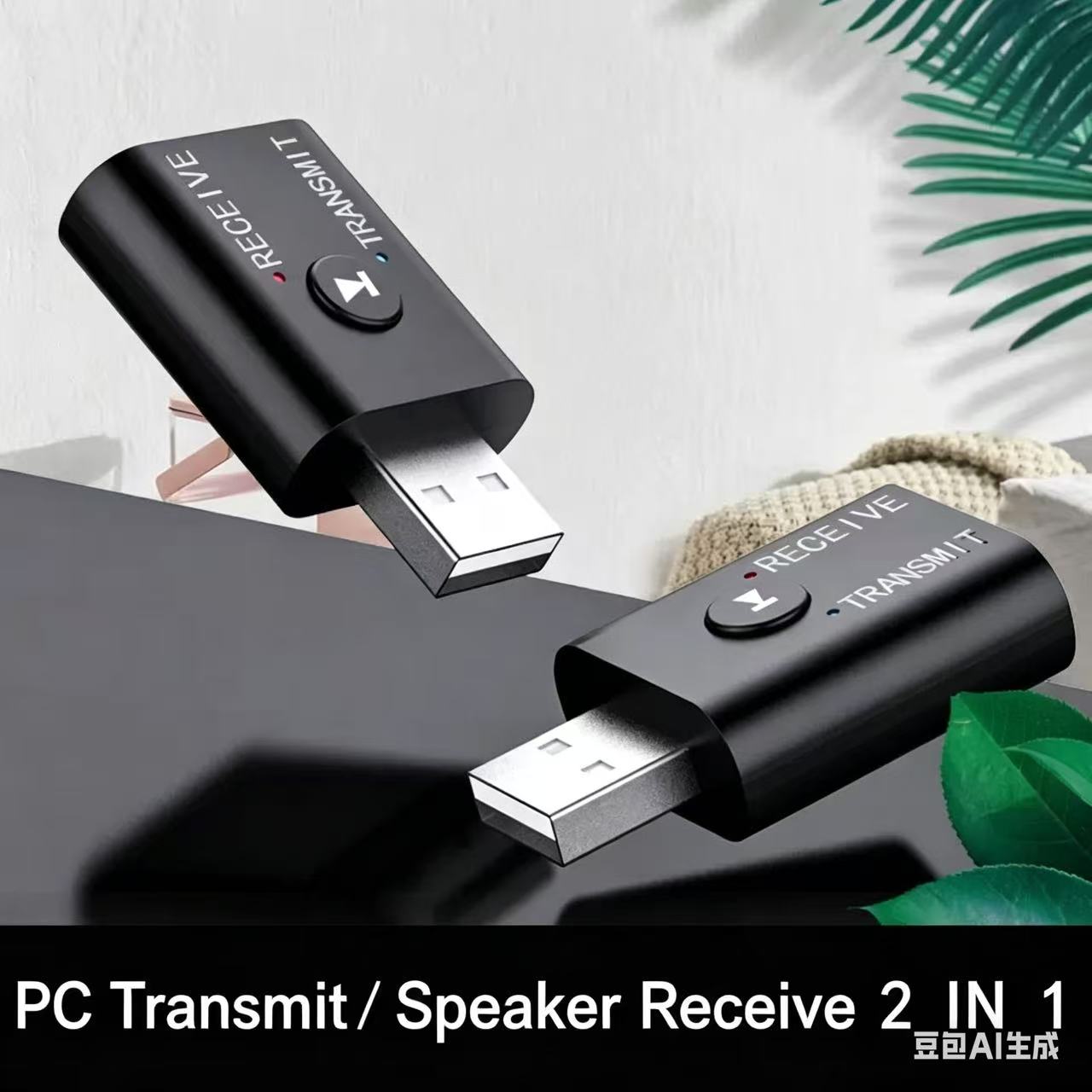 2 In1 USB Wireless Bluetooth Adapter 5.0 Transmitter Bluetooth for Computer TV Laptop Speaker Headset Adapter Bluetooth Receiver USB Music Dongle Adapter For Car Speaker PC