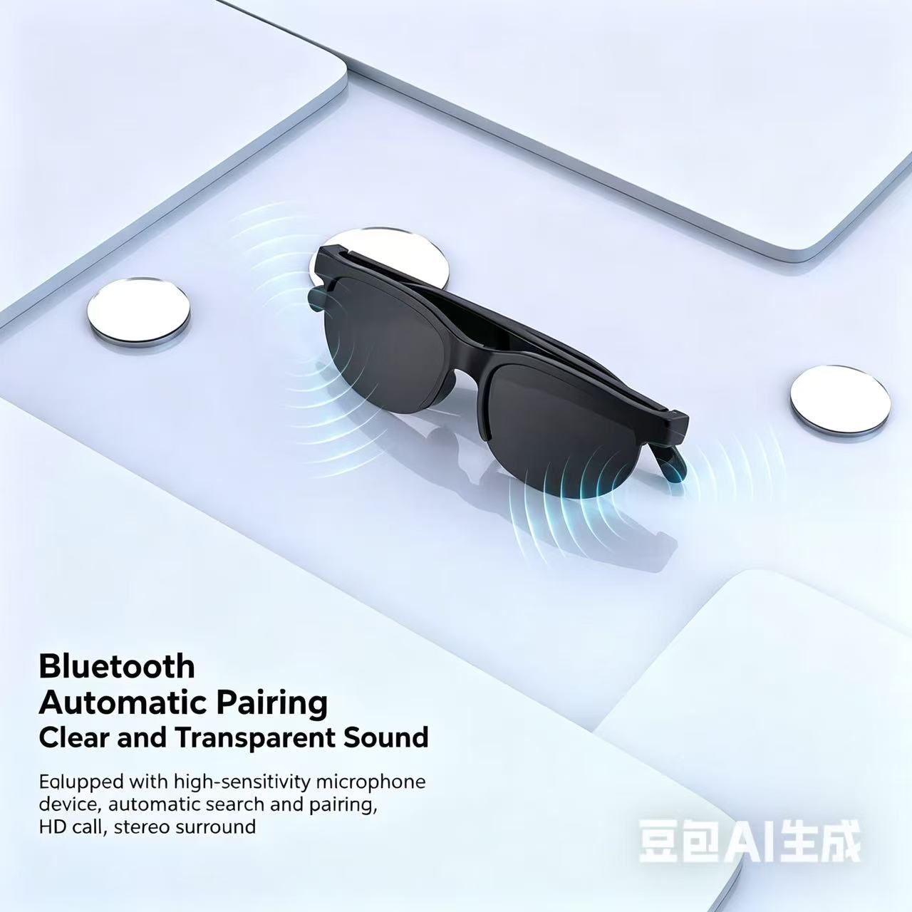 Smart Glasses Wireless Bluetooth 5.3 YooType Calling Music Playback Voice Assistant Built-in Mic Open Ear Speakers IPX4 Waterproof Sunglasses Comfortable Secure Fit for Men Women iOS Android Black