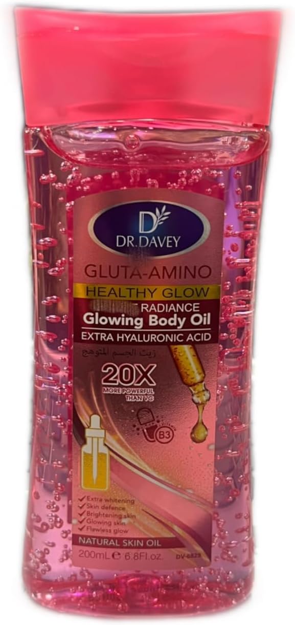 Dr Davey Gluta Amino Acid Body Oil 200ml Bright Radiance Healthy Glow Moisturizing Oil With Glutathione Hyaluronic Acid Deep Hydration Even Skin Tone Lightweight Fast Absorbing Body Care Serum Oil