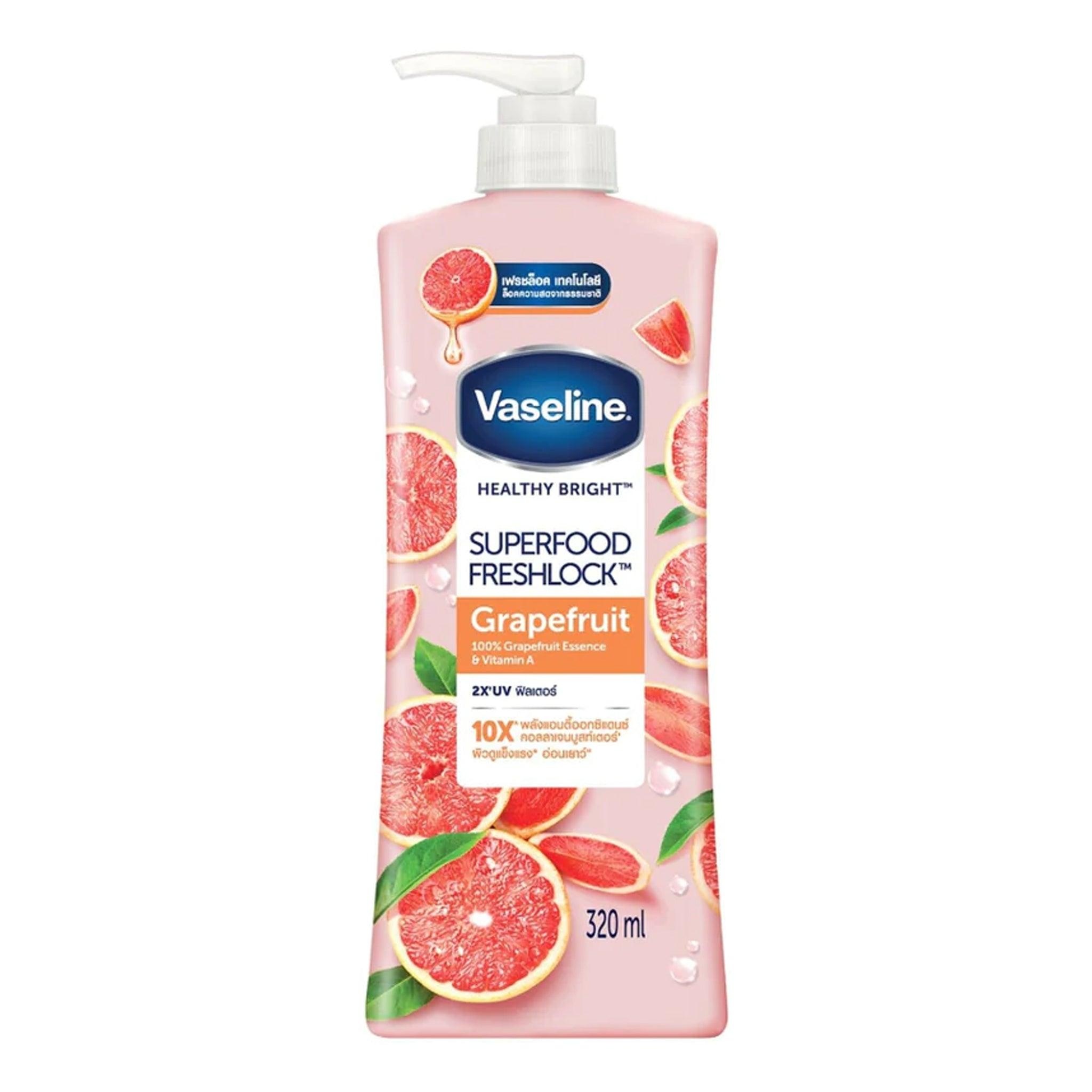 Vaseline Superfood Grapefruit Body Lotion Brightening Moisturizing Lotion For Dry Skin Vitamin Rich Hydrating Body Cream Fast Absorbing Smooth Glowing Skin Care For Men And Women 400ml