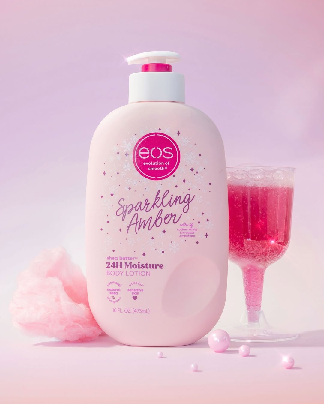 2 Packs EOS Body Care Set Sparkling Amber Body Lotion Raspberry Shea Butter Body Wash Moisturizing Hydrating Skin Care Combo Long Lasting Fragrance Smooth Soft Skin Daily Use for Women Men