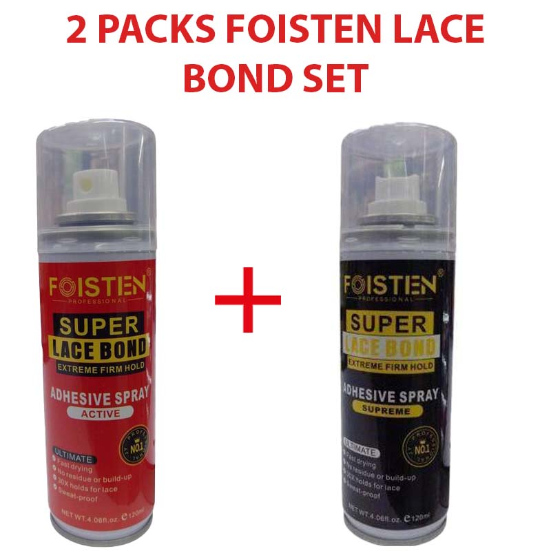 2 Packs Foisten Active  + Supreme Super Lace Bond 2 Pack Strong Hold Adhesive Waterproof Sweat Resistant Lace Wig Glue Long Lasting Invisible Hair System Bond for Wigs Frontals Closures Toupees