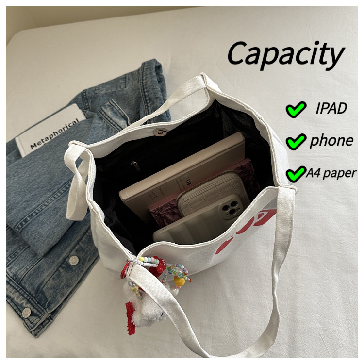 Hello Kitty Ladies Shoulder Bag Canvas Tote Bag Reusable Large Capacity  for Women & Students Casual Daily Use