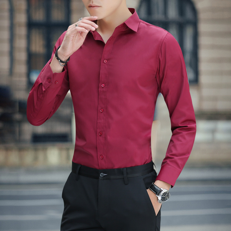 Fashion trend anti-wrinkle breathable solid-color long-sleeved shirt for cross-border business, professional and formal wear, Korean-style suit shirt