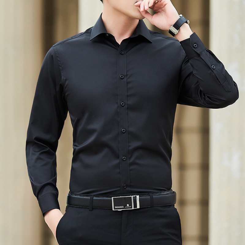 Fashion trend anti-wrinkle breathable solid-color long-sleeved shirt for cross-border business, professional and formal wear, Korean-style suit shirt