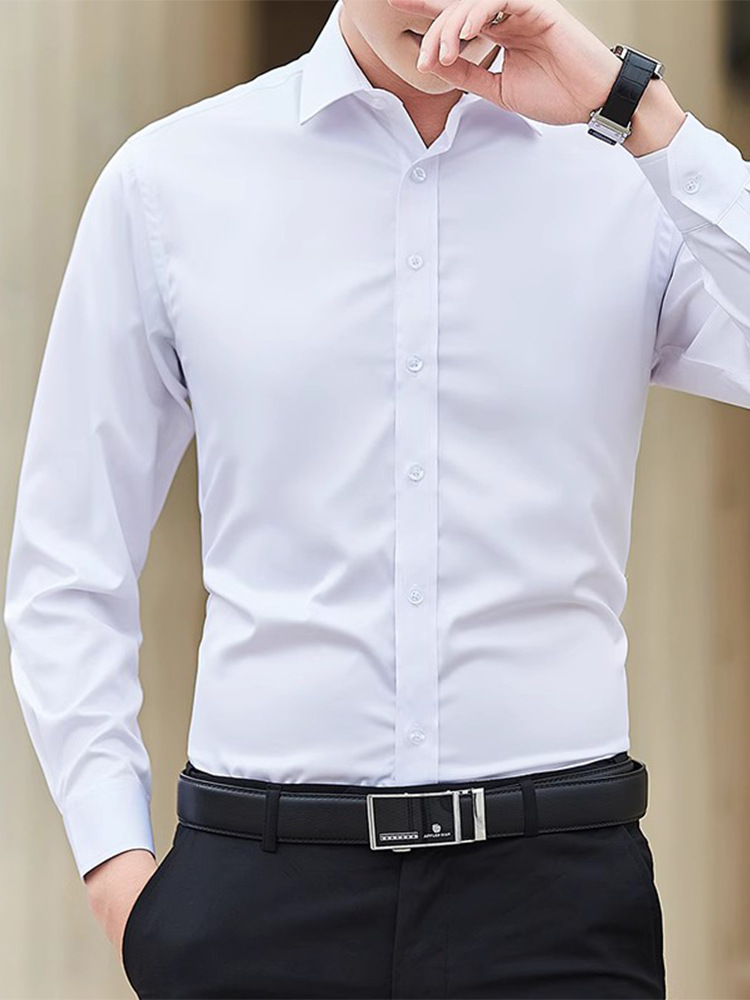 Fashion trend anti-wrinkle breathable solid-color long-sleeved shirt for cross-border business, professional and formal wear, Korean-style suit shirt