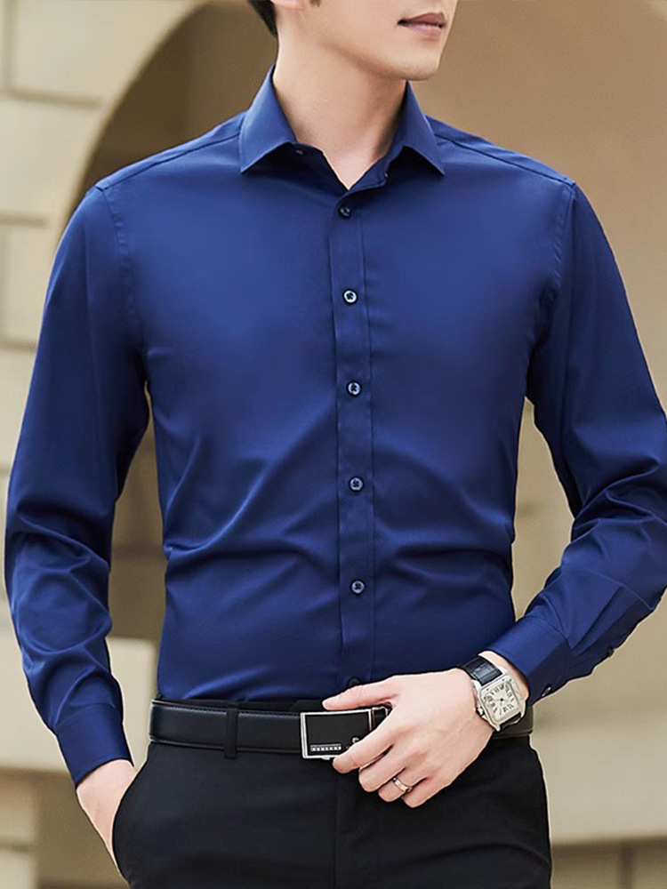 Fashion trend anti-wrinkle breathable solid-color long-sleeved shirt for cross-border business, professional and formal wear, Korean-style suit shirt
