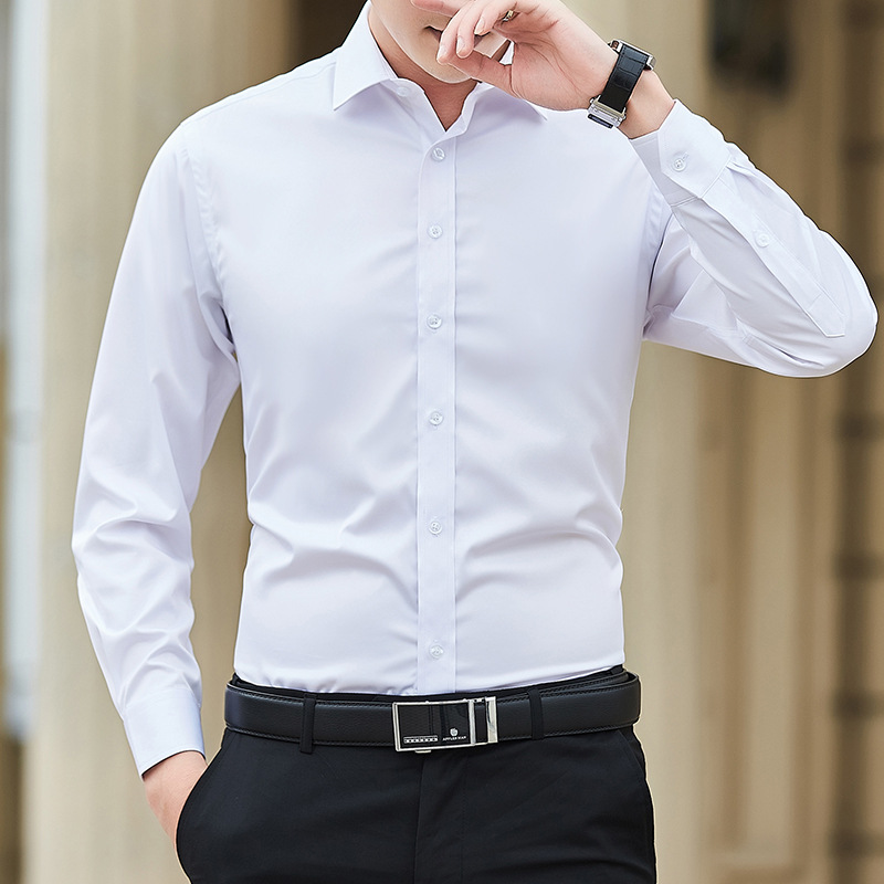 Fashion trend anti-wrinkle breathable solid-color long-sleeved shirt for cross-border business, professional and formal wear, Korean-style suit shirt