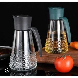 Automatic Oil Pot Glass Dispenser 630ml Leakproof Kitchen Oil Bottle With Handle And Non Drip Spout For Cooking Vinegar Soy Sauce Olive Oil Storage Container Refillable Easy Pouring