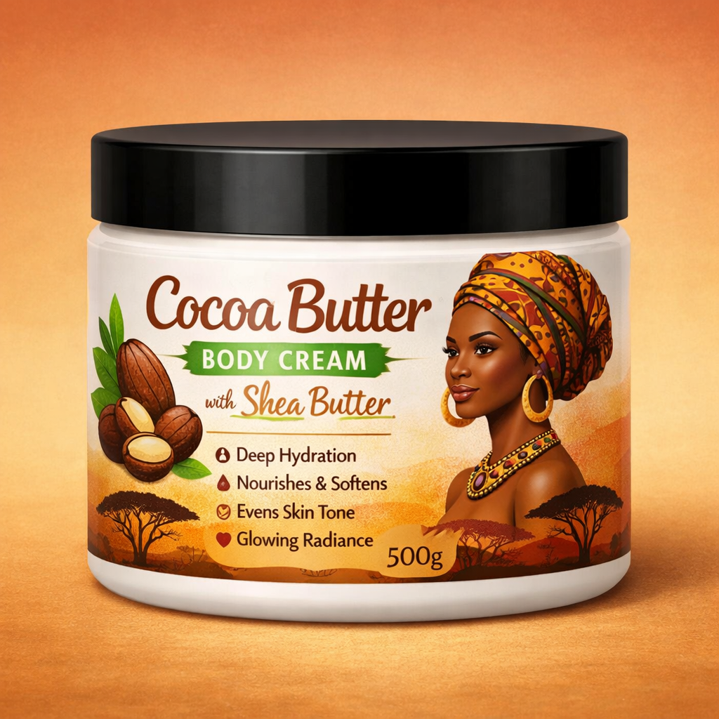Cocoa Butter & Shea Butter Body Cream – Deep Moisturizing, Skin Brightening & Glow Boosting Lotion for Smooth Radiant Skin