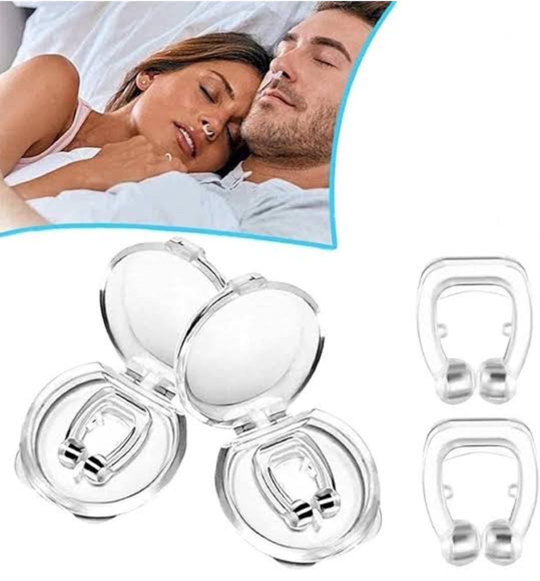 Magnetic Anti Snoring Device Silicone Anti Snore Stopper Nose Clip Tray Sleeping Aid Apnea Guard Night Device White as picture