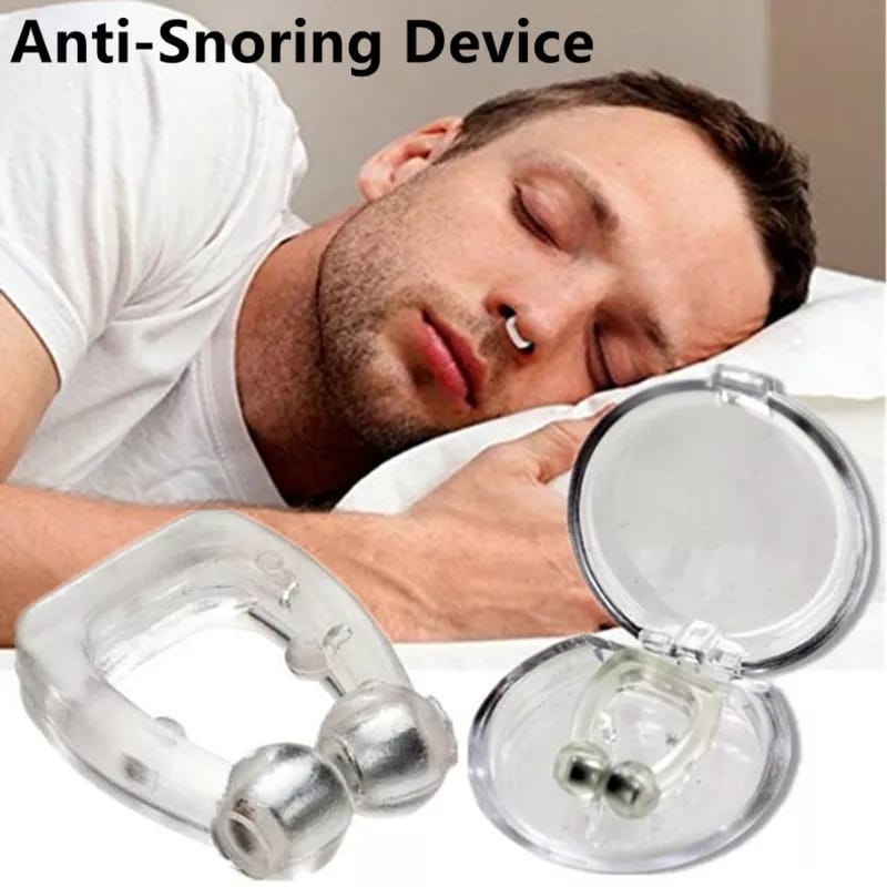Magnetic Anti Snoring Device Silicone Anti Snore Stopper Nose Clip Tray Sleeping Aid Apnea Guard Night Device White as picture