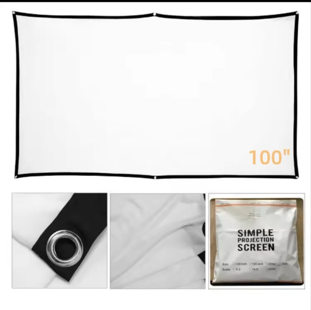 Simple Folding Projector Screen Portable Home Outdoor  Office 3d HD Projector Projection Screen  100 inch