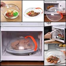 VENT MICROWAVE FOOD COVER WITH DETACHABLE HANDLE.