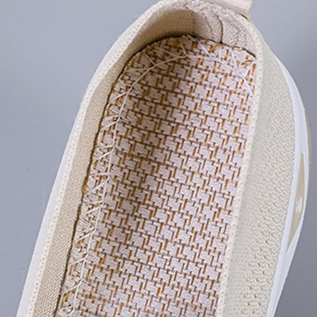Women’s Breathable Slip-On Orthopedic Sneakers Lightweight Mesh Casual Walking Shoes Comfortable Soft Sole Loafers for Ladies Everyday Wear Non-Slip Fashion Flat Shoes from Sizes 37-43 Beige and pink.