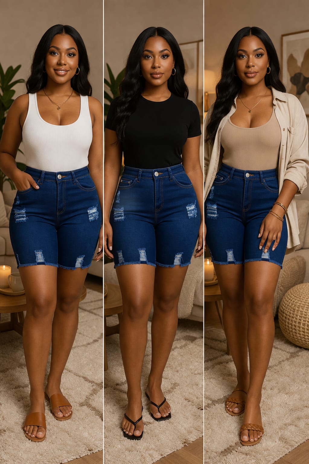 Upgrade your wardrobe today with these versatile high-waist denim RIBBED SHORTS,Designed to give you a flattering and comfortable fit, these women’s denim shorts combine fashion and function