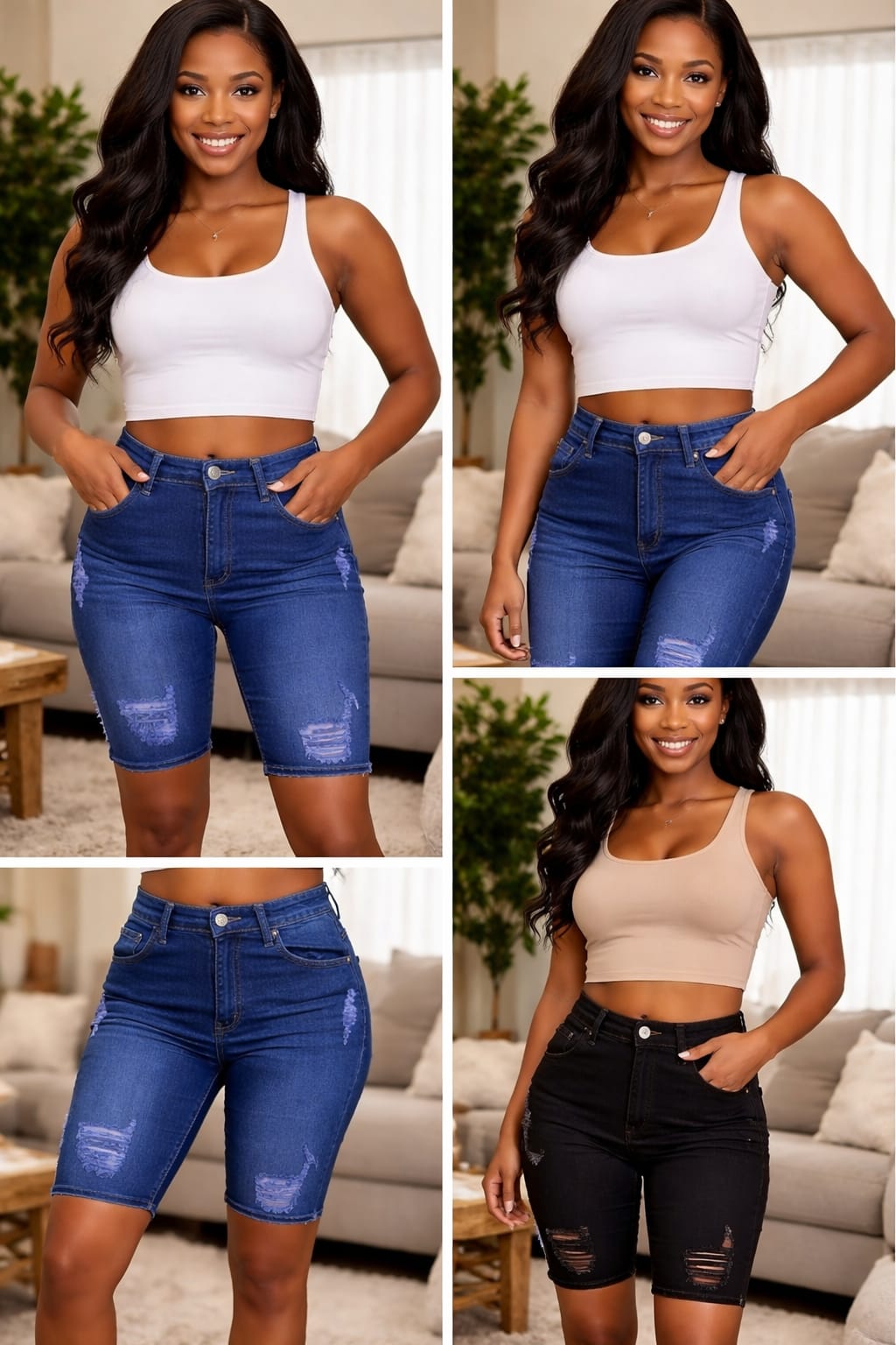 Upgrade your wardrobe today with these versatile high-waist denim RIBBED SHORTS,Designed to give you a flattering and comfortable fit, these women’s denim shorts combine fashion and function