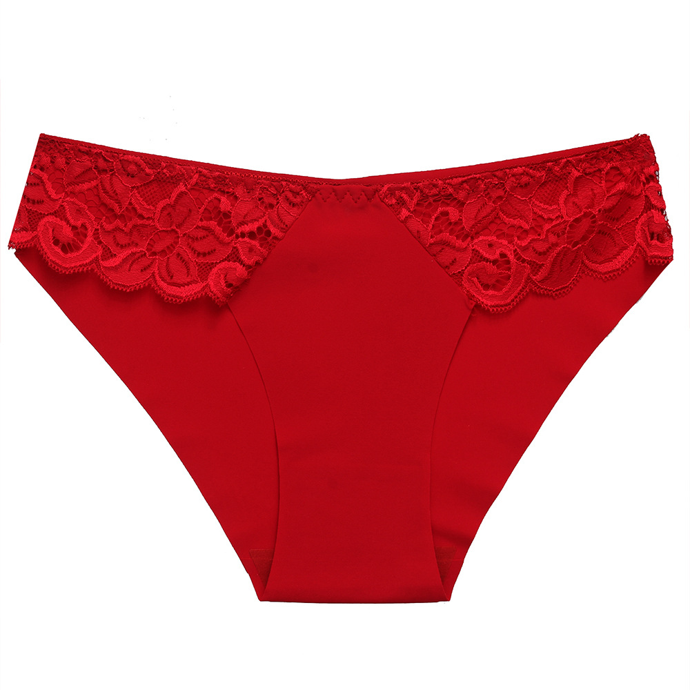 New Arrival Women's Seamless Underwear Thongs Panties Assorted Lace Splice G-string Invisible Briefs Underwear Panties Ladies Soft Breathable Ice Silk Hollow-out Triangle Panties M147